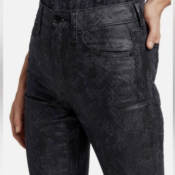 Rag & Bone Nina High Rise Ankle Cigarette Jeans Black Snake Foil SZ 30 NWT $255 - Picture 2 of 16
